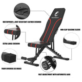 MaxStrength Foldable Adjustable Weight Bench + Hex Dumbbell Set (7.5kg / 10kg / 15kg Pair) Home Gym Strength Bundle