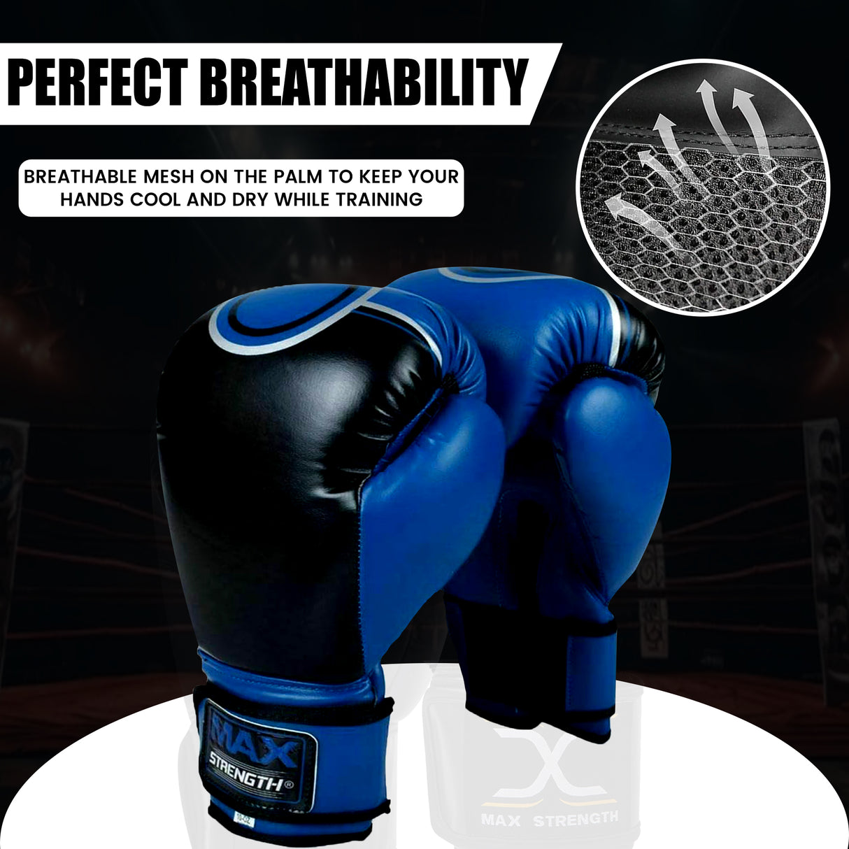 MAXSTRENGTH Boxing Gloves & Focus Pads with 4.5m Hand Wraps | Punch Mitt Set for Muay Thai, MMA, Kickboxing, Sparring Training (Blue Black series)