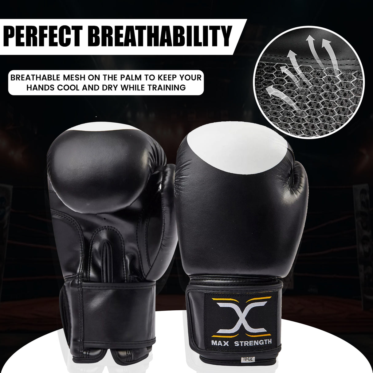 MAXSTRENGTH Boxing Gloves + Focus Pads Combo Black/White Training Set