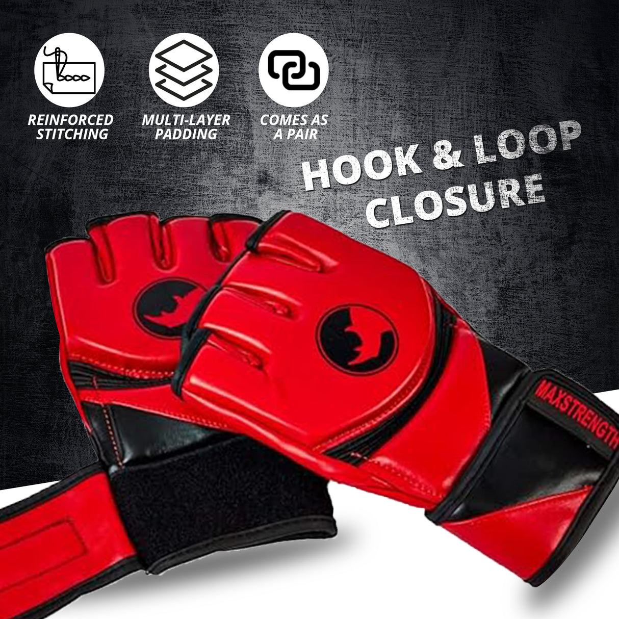 MAXSTRENGTH MMA Fighting Gloves Grappling Rhino Red