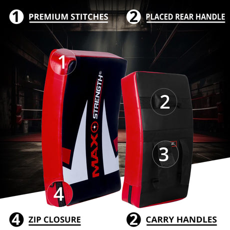 MAXSTRENGTH Boxing Kick Pad Strike Shield Curved Red/Black