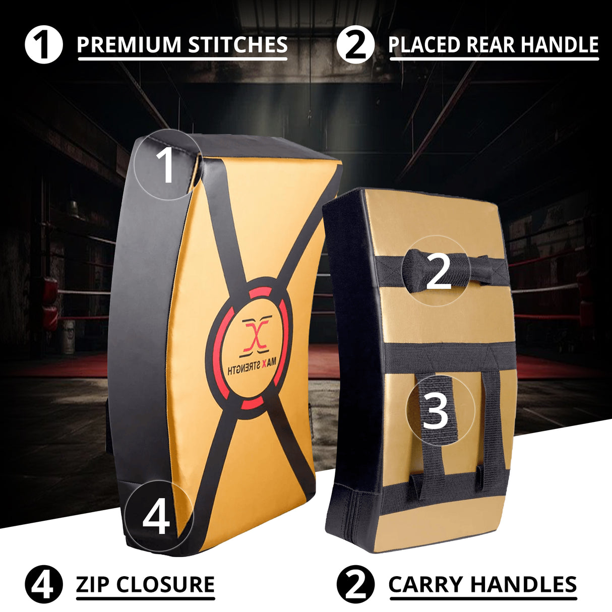 MAXSTRENGTH Boxing Kick Pad Strike Shield Gold