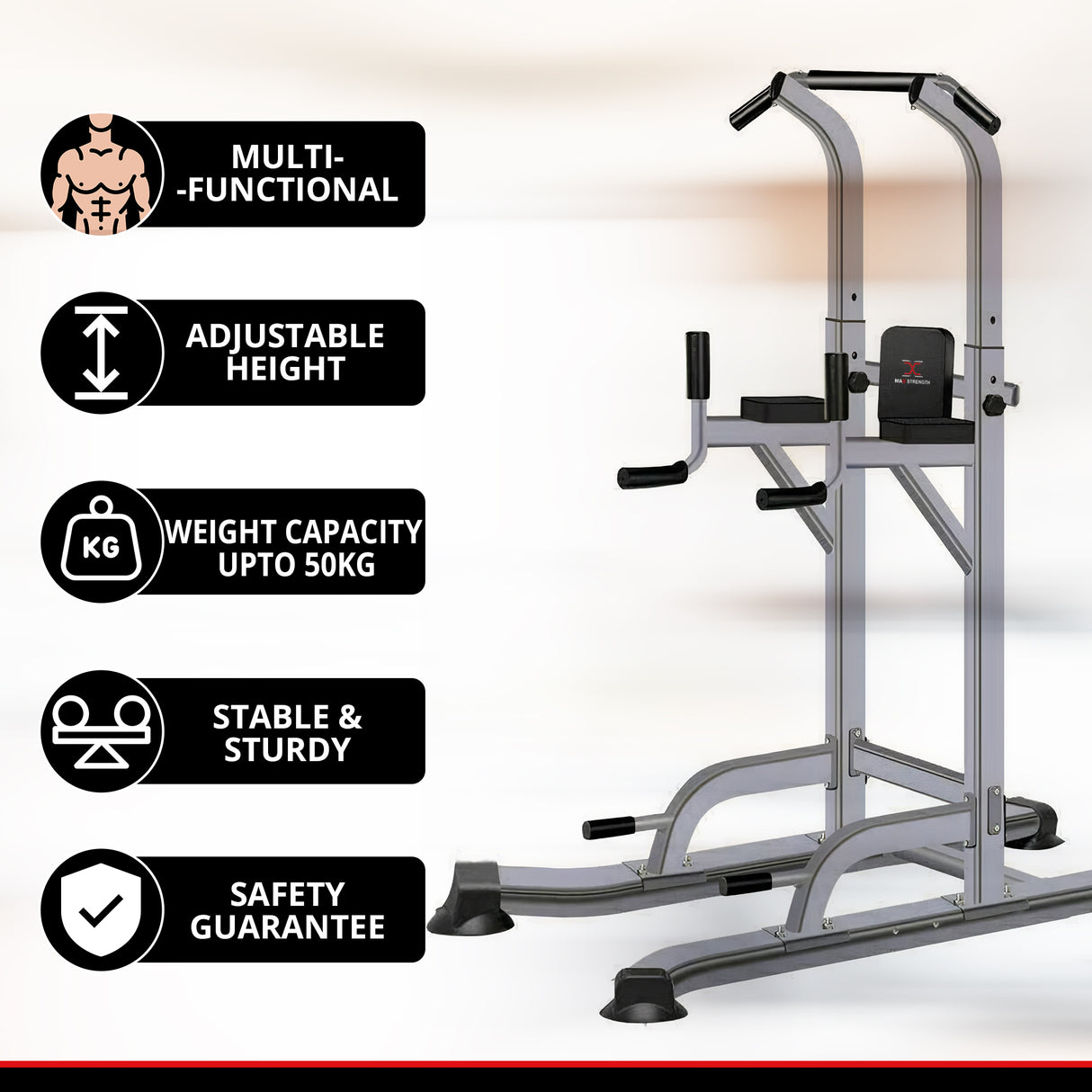 MAXSTRENGTH Pull Up Tower Dip Station Workout