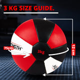 MAXSTRENGTH Leather Medicine Ball for Fitness Training | Weighted Exercise Ball for Core Strength, Balance & Conditioning | Durable Gym Medicine Ball 8kg 10kg 12kg 15kg Red/White