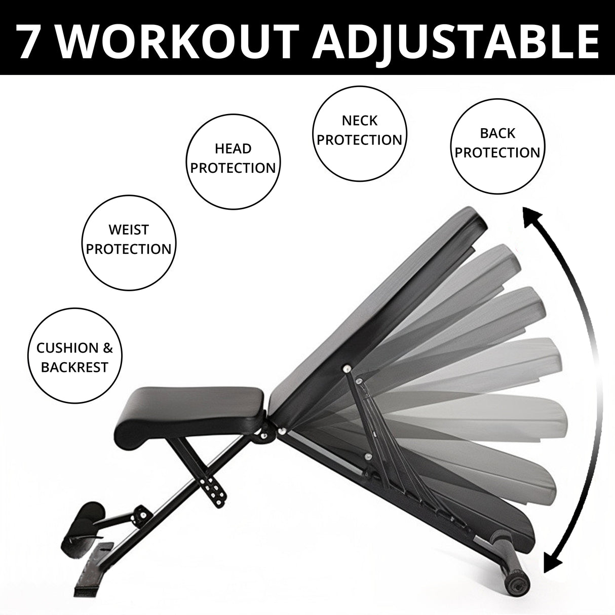 MaxStrength Foldable Adjustable Weight Bench + Hex Dumbbell Set (7.5kg / 10kg / 15kg Pair) Home Gym Strength Bundle