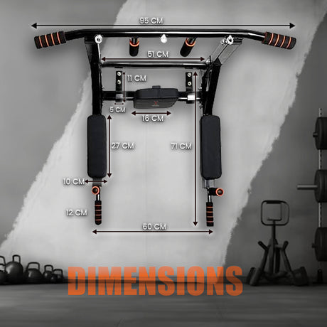 MAXSTRENGTH Wall Mounted Pull Up Bar & Dip Station