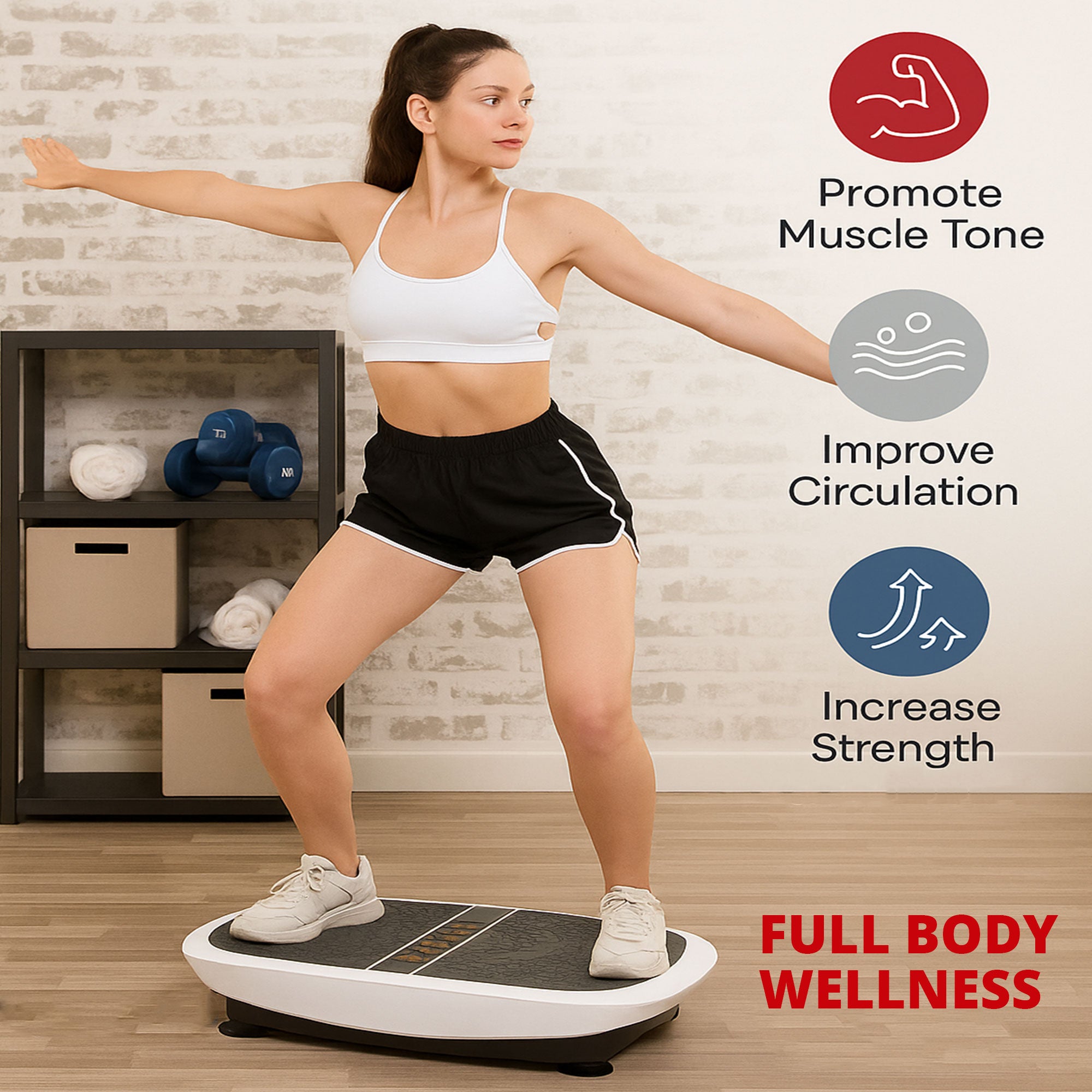 Crazy Fit 3D Vibration Plate Exercise Machine | Dual Motor, 80