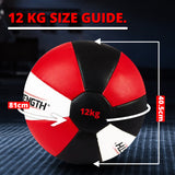MAXSTRENGTH Leather Medicine Ball for Fitness Training | Weighted Exercise Ball for Core Strength, Balance & Conditioning | Durable Gym Medicine Ball 8kg 10kg 12kg 15kg Red/White