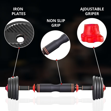 MAXSTRENGTH Adjustable Dumbbells Kettlebells Barbell Set – 4-in-1 Multifunctional Weights for Home & Gym
