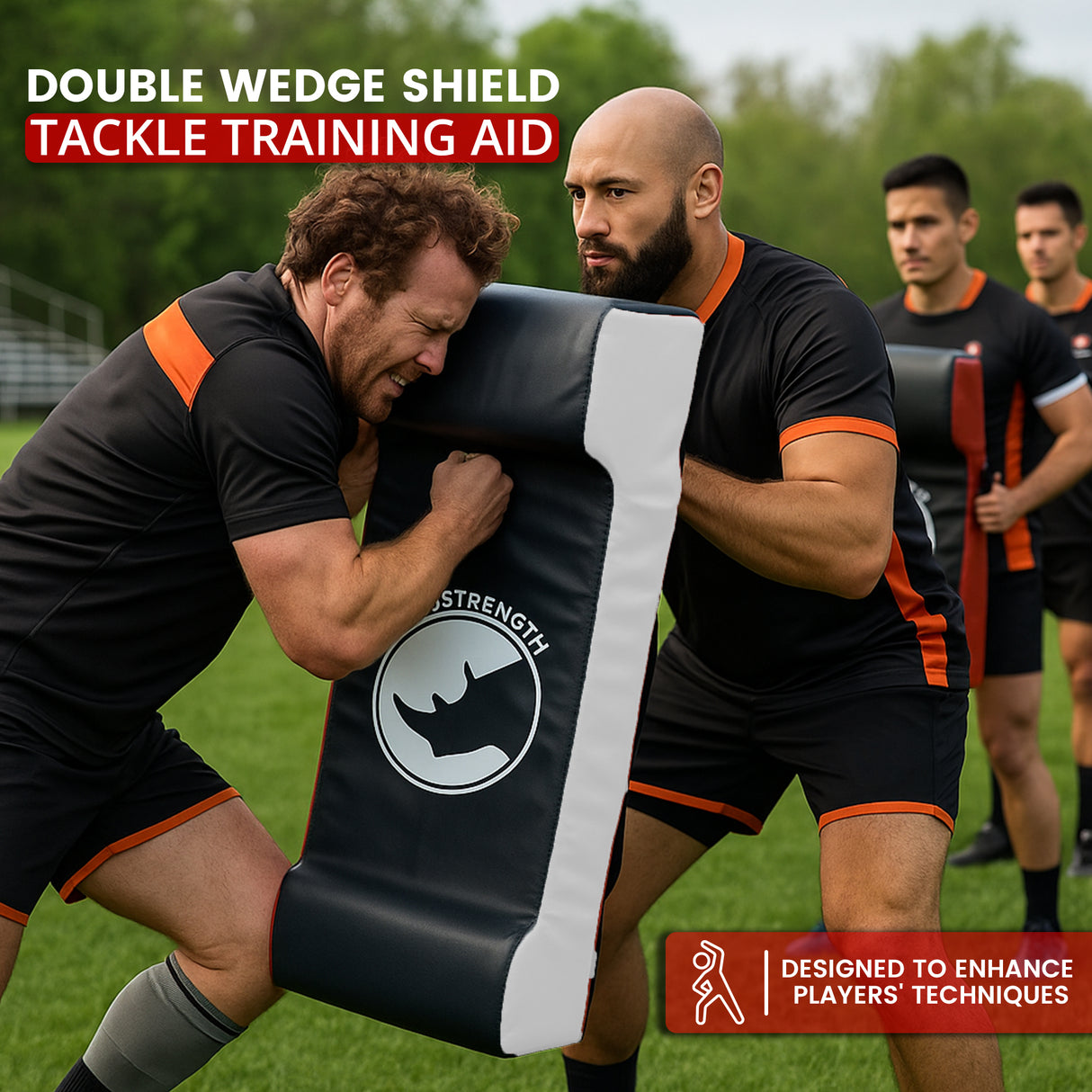 Max Strength Double Rugby Tackle Shield Curved with Back Zip (Black/Red & Black/White)