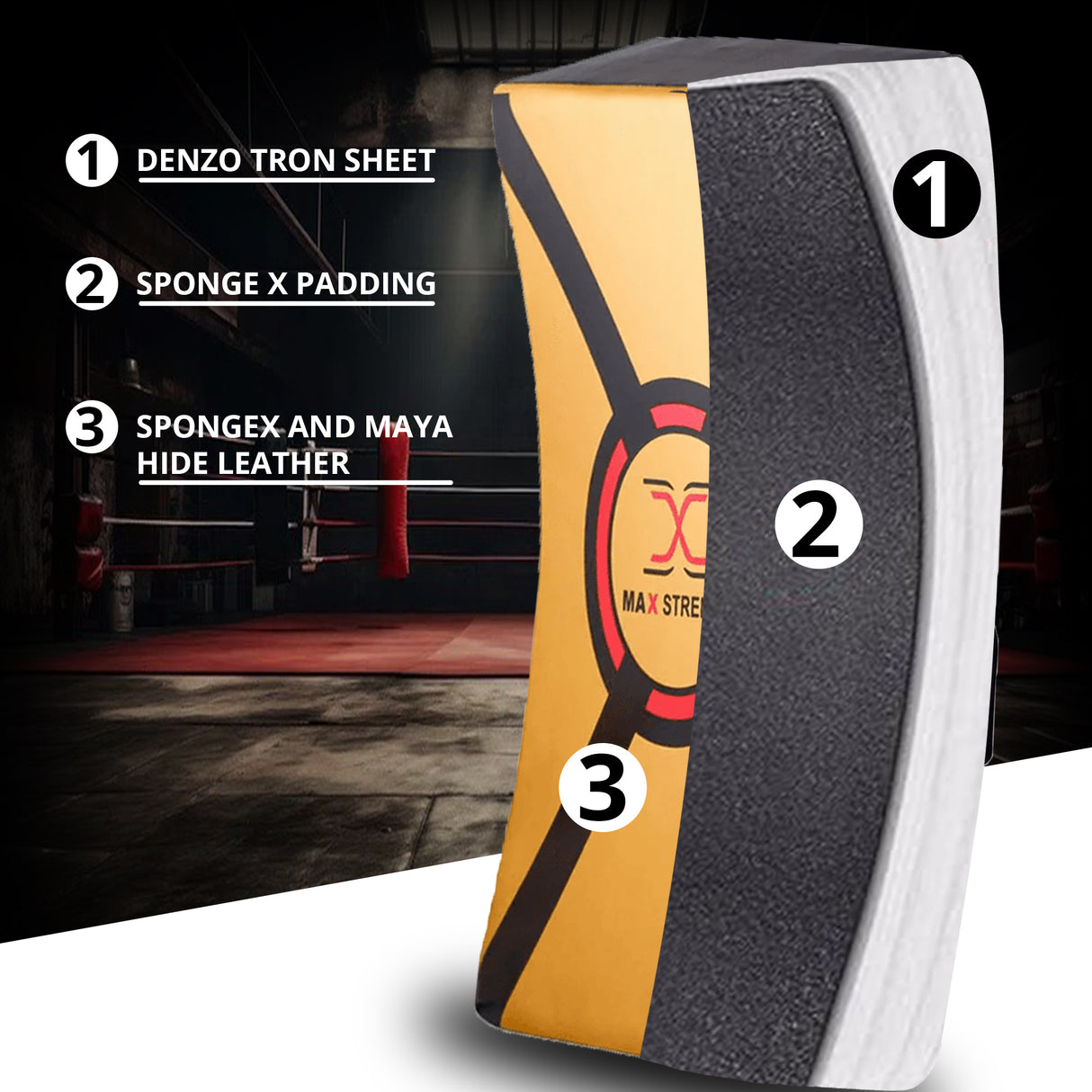 MAXSTRENGTH Boxing Kick Pad Strike Shield Gold