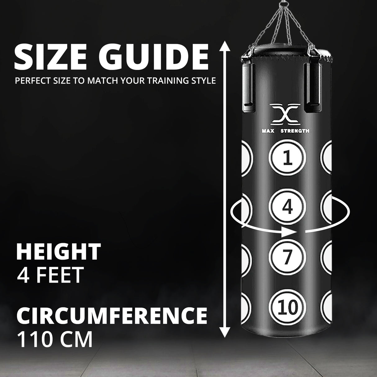 MAXSTRENGTH Boxing Punch Bag Hanging Target 3FT/4FT