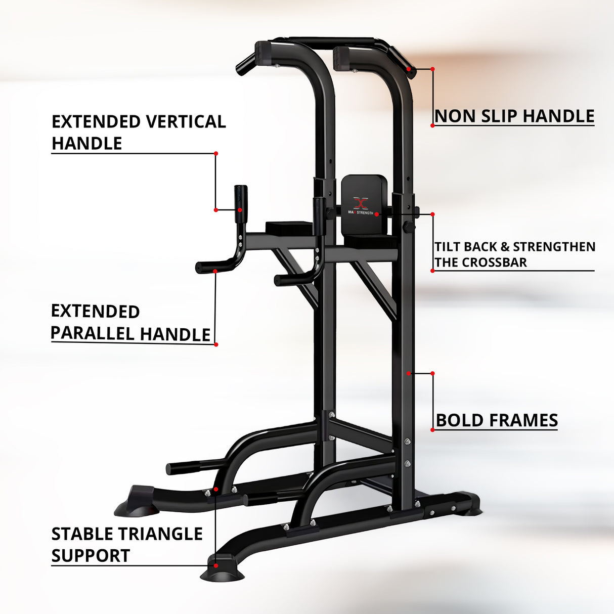 MAXSTRENGTH Pull Up Tower Dip Station Workout