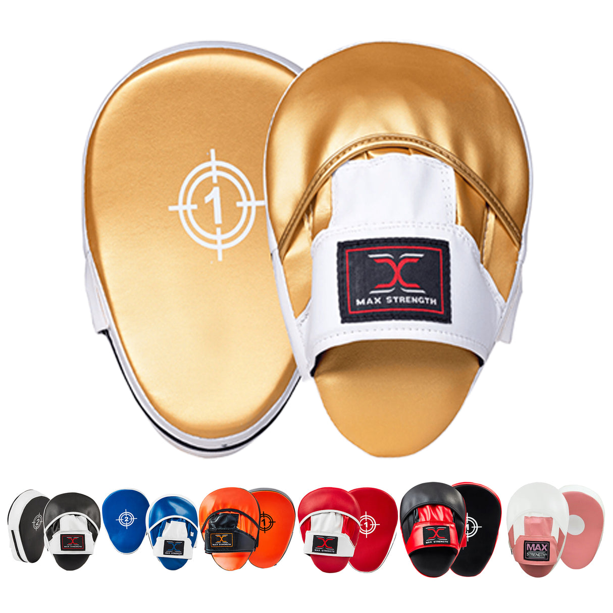 MAXSTRENGTH Boxing Focus Pads Mitts Golden/White