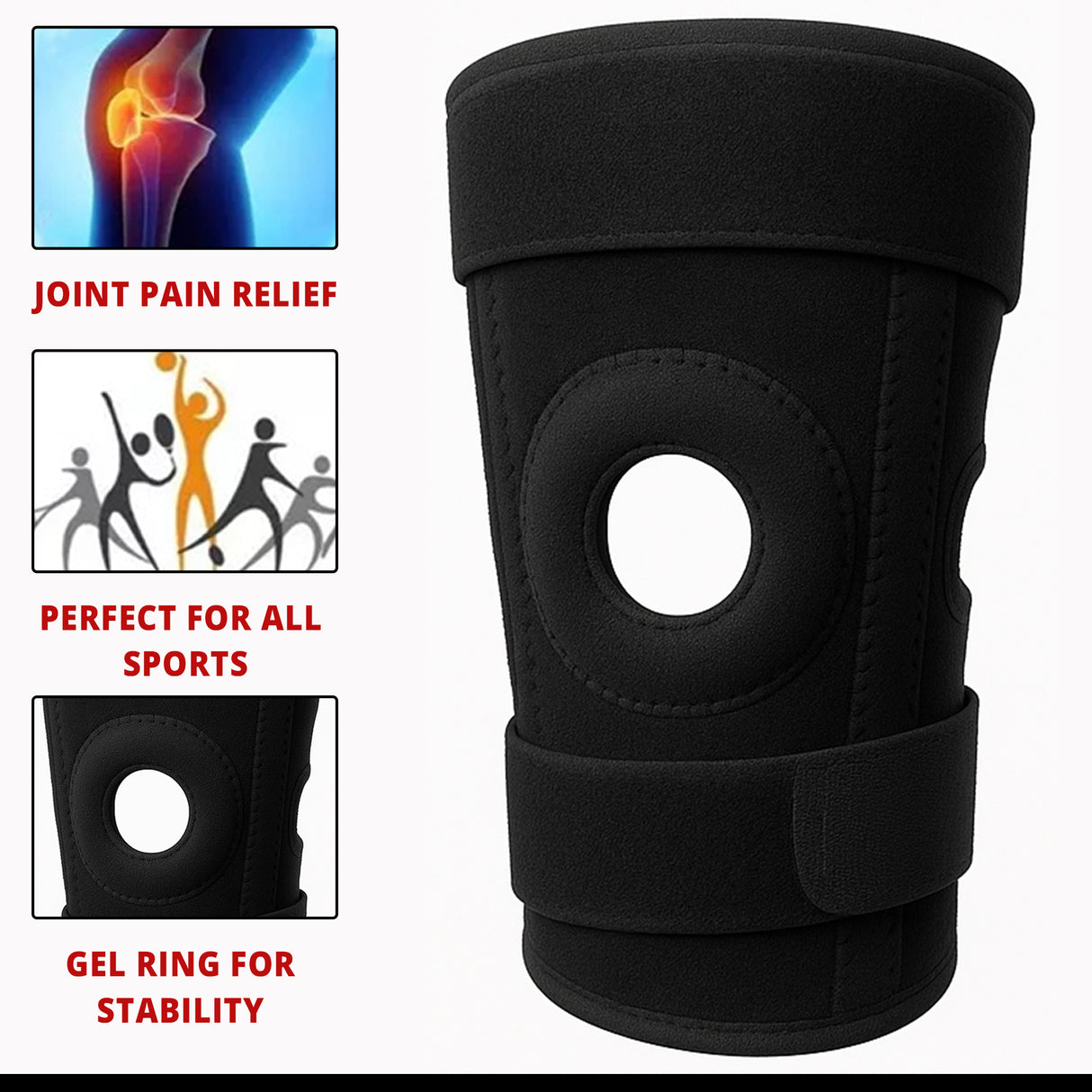 MAXSTRENGHT Neoprene Open Patella Knee Stabilising Strap Brace Support