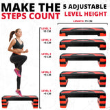 MAXSTRENGTH Aerobic Stepper Platform | 5 Level Adjustable Fitness Step