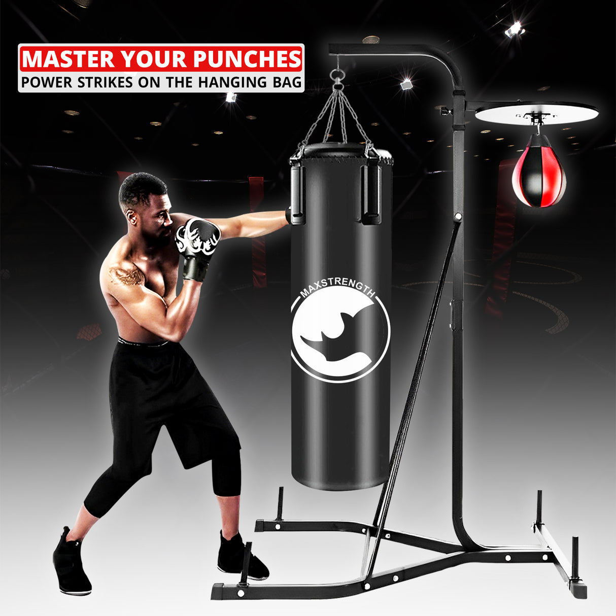 MAXSTRENTH 2 Way Heavy Duty Boxing Punch Bag Frame & Speed Ball Stand