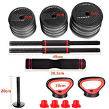 MAXSTRENGTH Adjustable Dumbbells Kettlebells Barbell Set – 4-in-1 Multifunctional Weights for Home & Gym