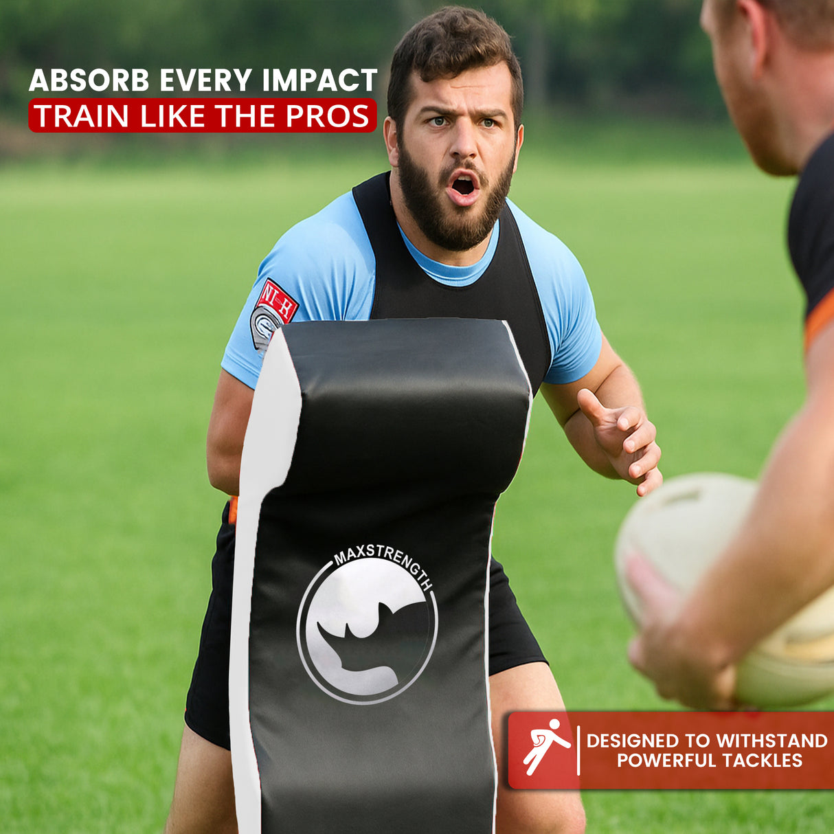 Max Strength Double Rugby Tackle Shield Curved with Back Zip (Black/Red & Black/White)