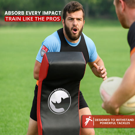 Max Strength Double Rugby Tackle Shield Curved with Back Zip (Black/Red & Black/White)