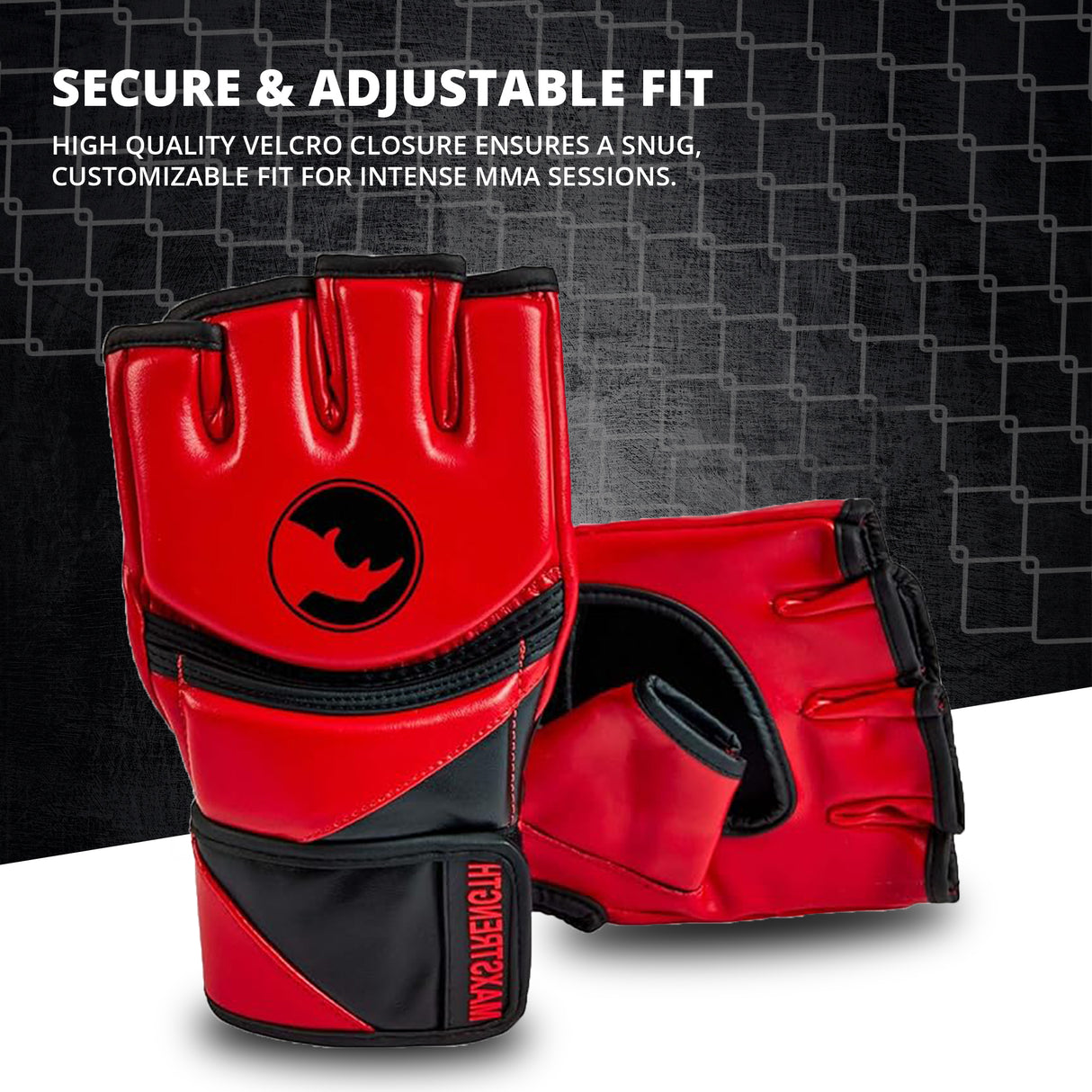 MAXSTRENGTH MMA Fighting Gloves Grappling Rhino Red