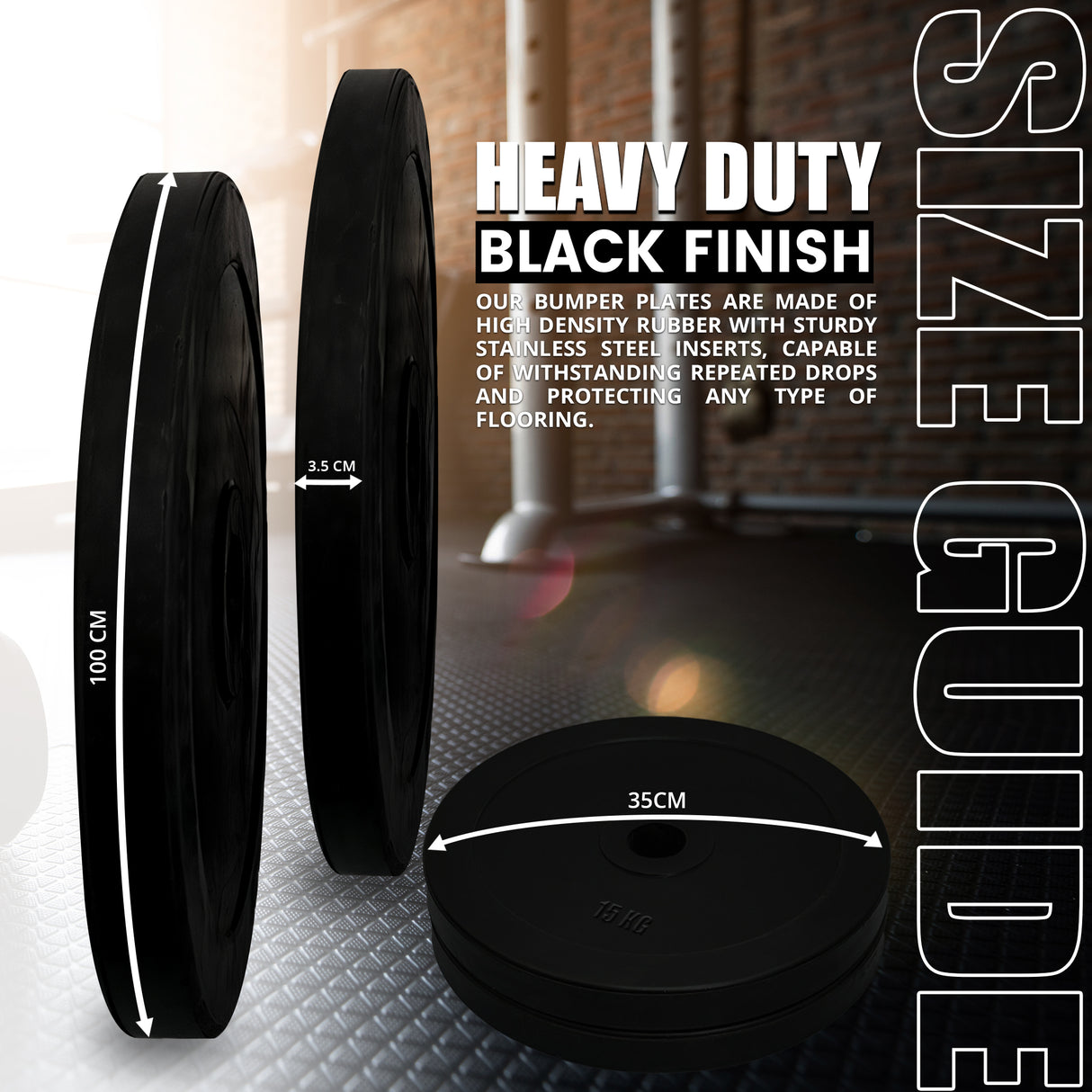 MAXSTRENGTH Olympic Bumper Rubber Weight Plates 15Kg Pair