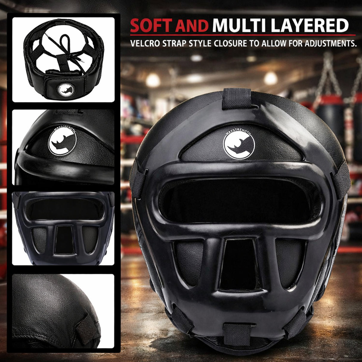 MAXSTRENGTH Boxing Head Guard with Grill Protector