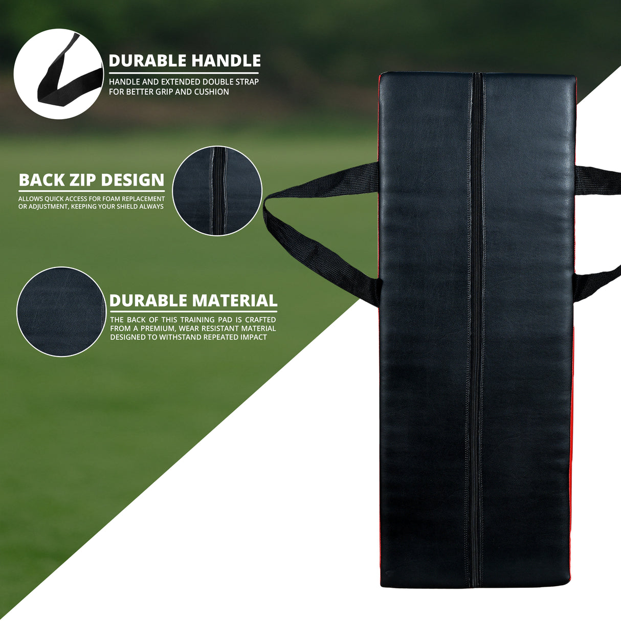 Max Strength Double Rugby Tackle Shield Curved with Back Zip (Black/Red & Black/White)