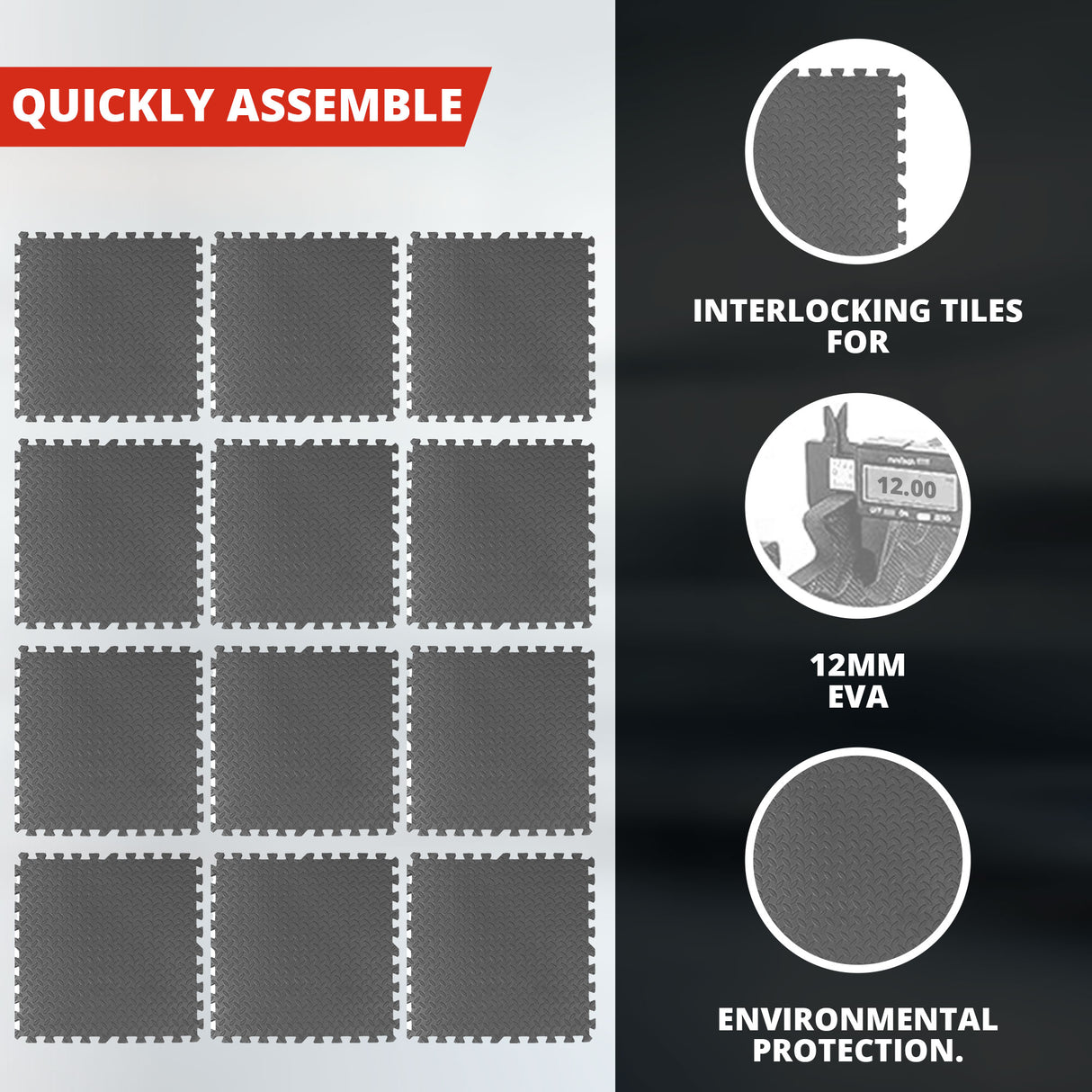 MAXSTRENGTH 12mm EVA Floor Mats Interlocking Soft Foam Kids