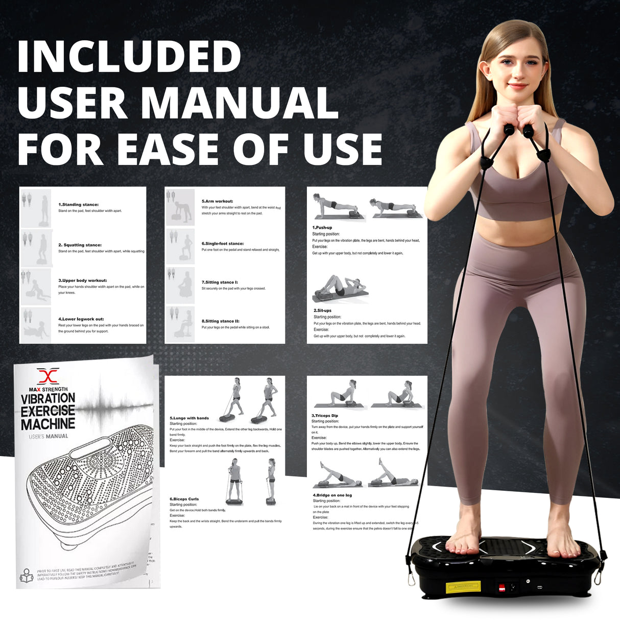 MAXSTRENGTH Vibration Plate Exercise Machine – Full Body Workout & Weight Loss