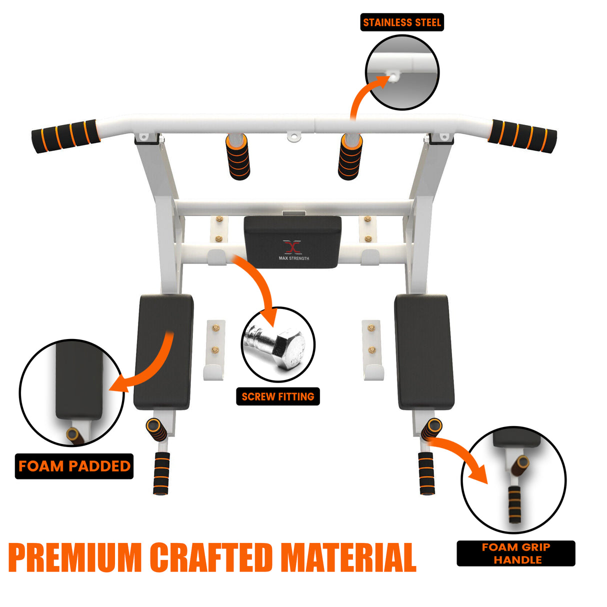 MAXSTRENGTH Wall Mounted Pull Up Bar & Dip Station