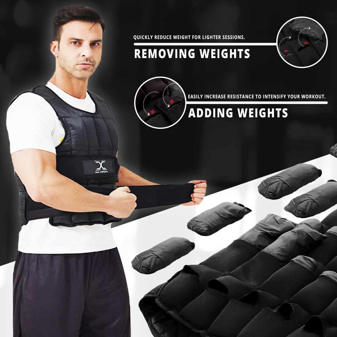 MAXSTRENGTH Adjustable Weighted Vest for Running & Training 10kg, 15kg, 20kg