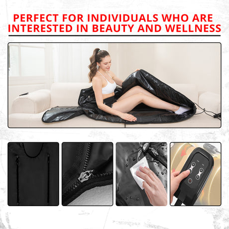 MAXSTRENGTH Infrared Sauna Blanket for Weight Loss & Detox | 35–70°C Adjustable Heat | 180x160cm | Home Spa Therapy Blanket for Relaxation & Muscle Recovery