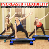 MAXSTRENGTH Adjustable Aerobic Stepper 5 Level Fitness Stepper (Blue/Black)