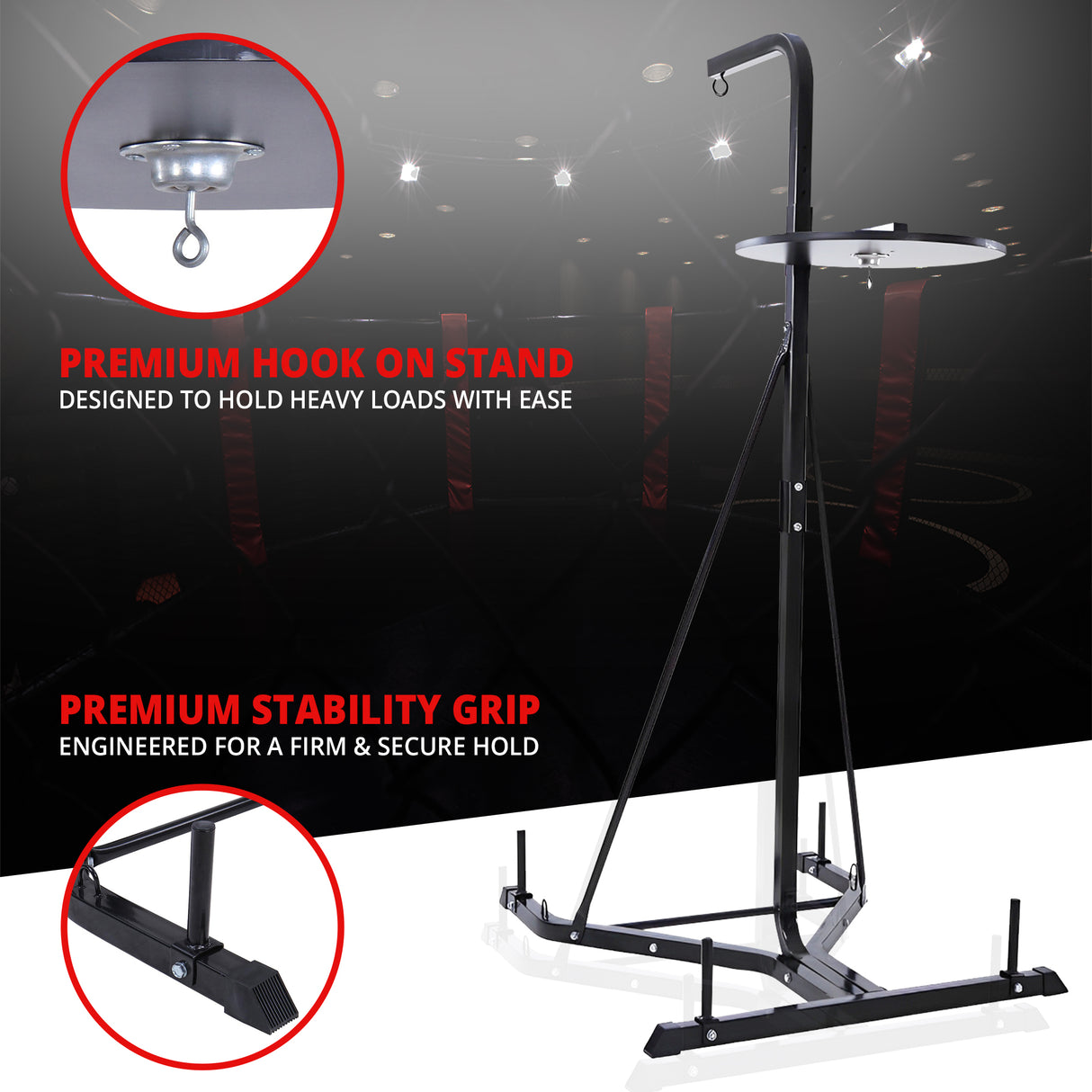 MAXSTRENGTH 2-Way Boxing Training Station | Frame, 4FT, 3FT Punch Bag & Speedball