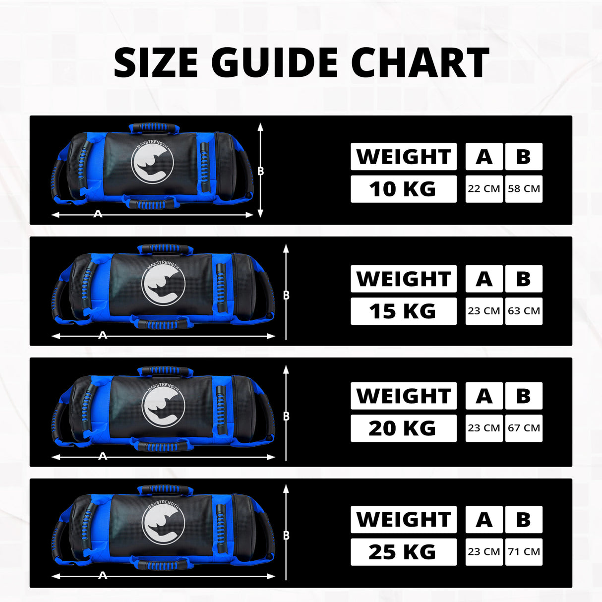 MAXSTRENGTH Power Bag Training Crossfit 10Kg to 25Kg