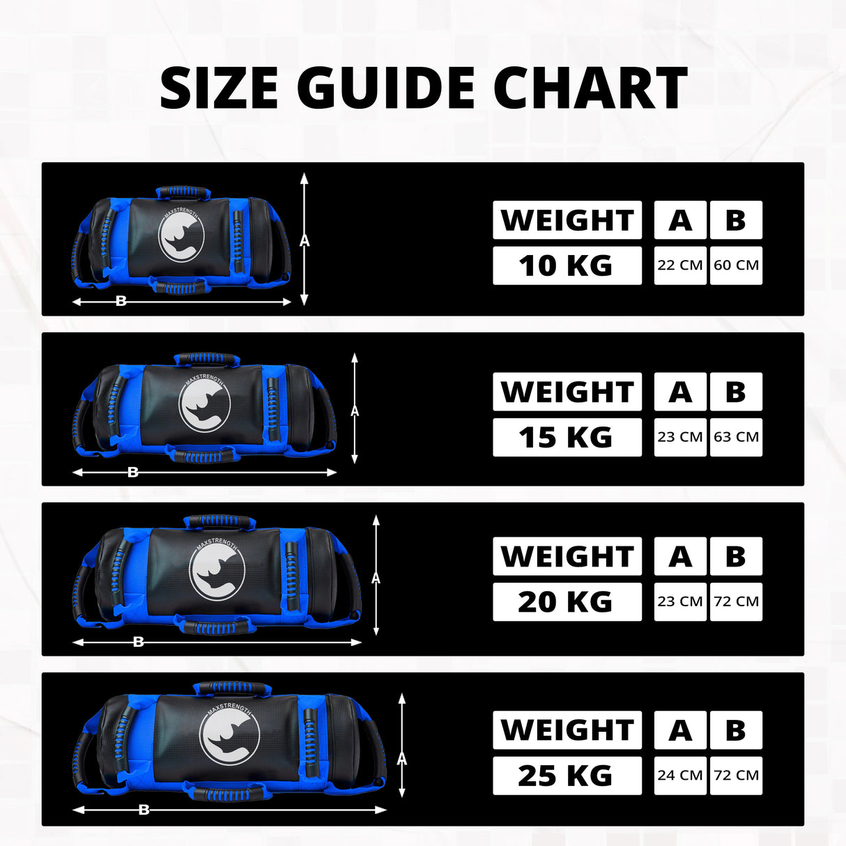 MAXSTRENGTH Power Bag Training Crossfit 10Kg to 25Kg