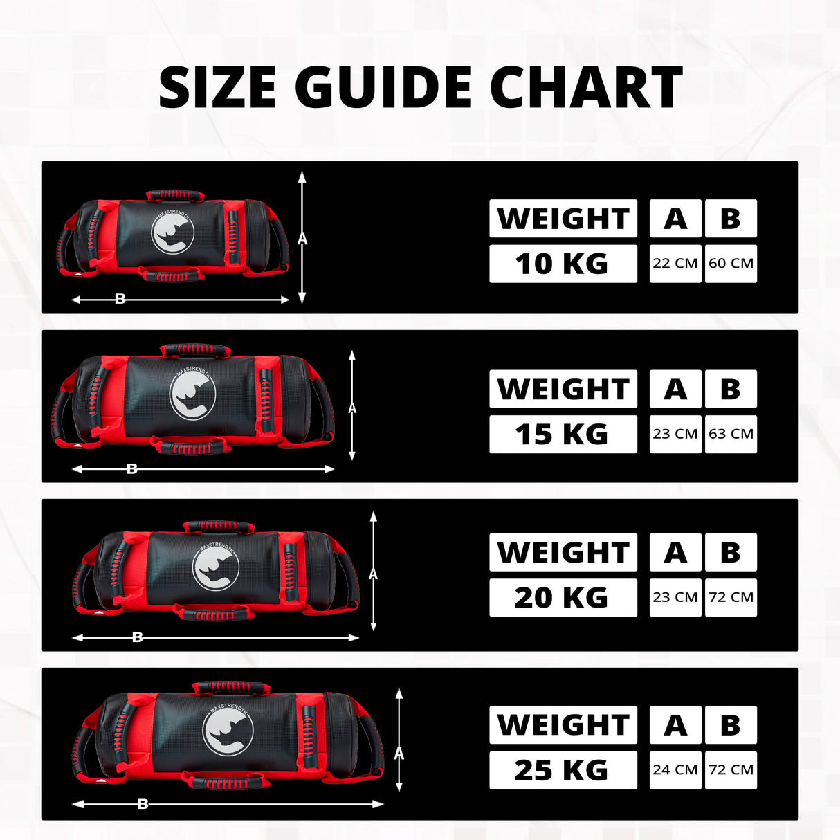 MAXSTRENGTH Power Bag Training Crossfit 10Kg to 25Kg