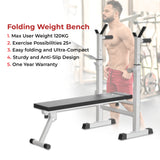 MAXSTRENGTH Adjustable Weight Bench Dip Station Barbell Rack/White