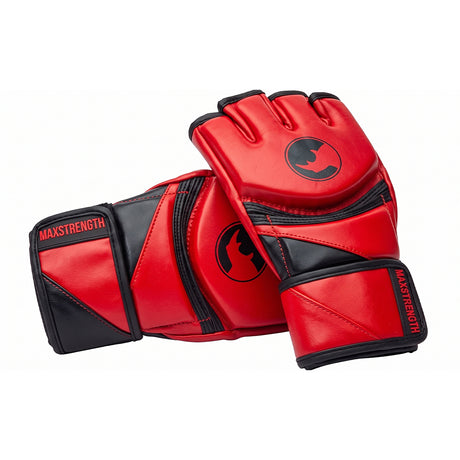 MAXSTRENGTH MMA Fighting Gloves Grappling || Gel Padded Premium Built