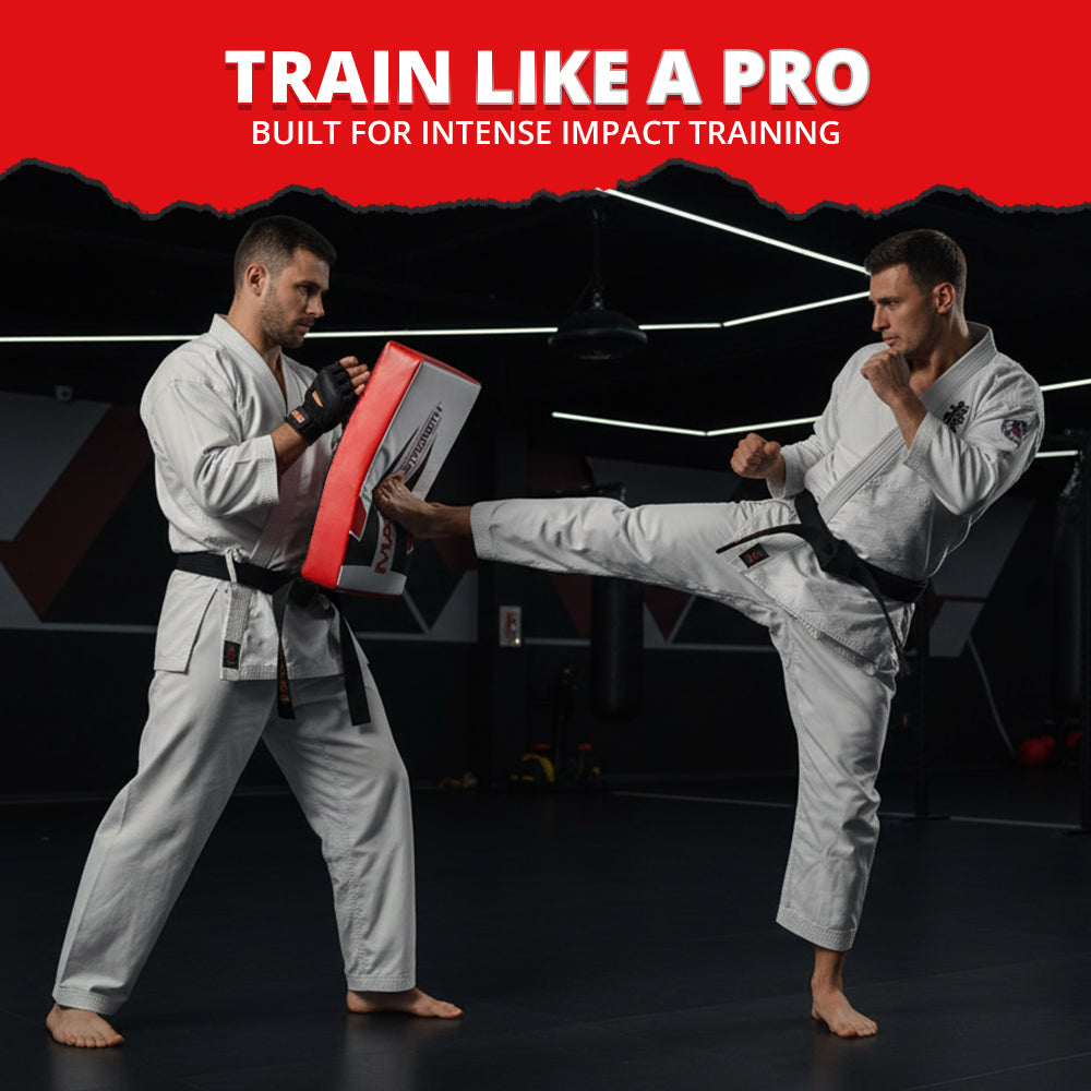 MAXSTRENGTH Large Curved Strike Shield MMA, Boxing, Kickboxing, Muay Thai Training Pad with Padded Handles