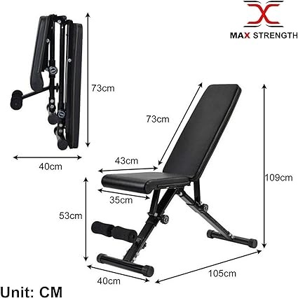 MAXSTRENGTH Adjustable Weight lifting Bench foldable Incline/Decline Sit Up