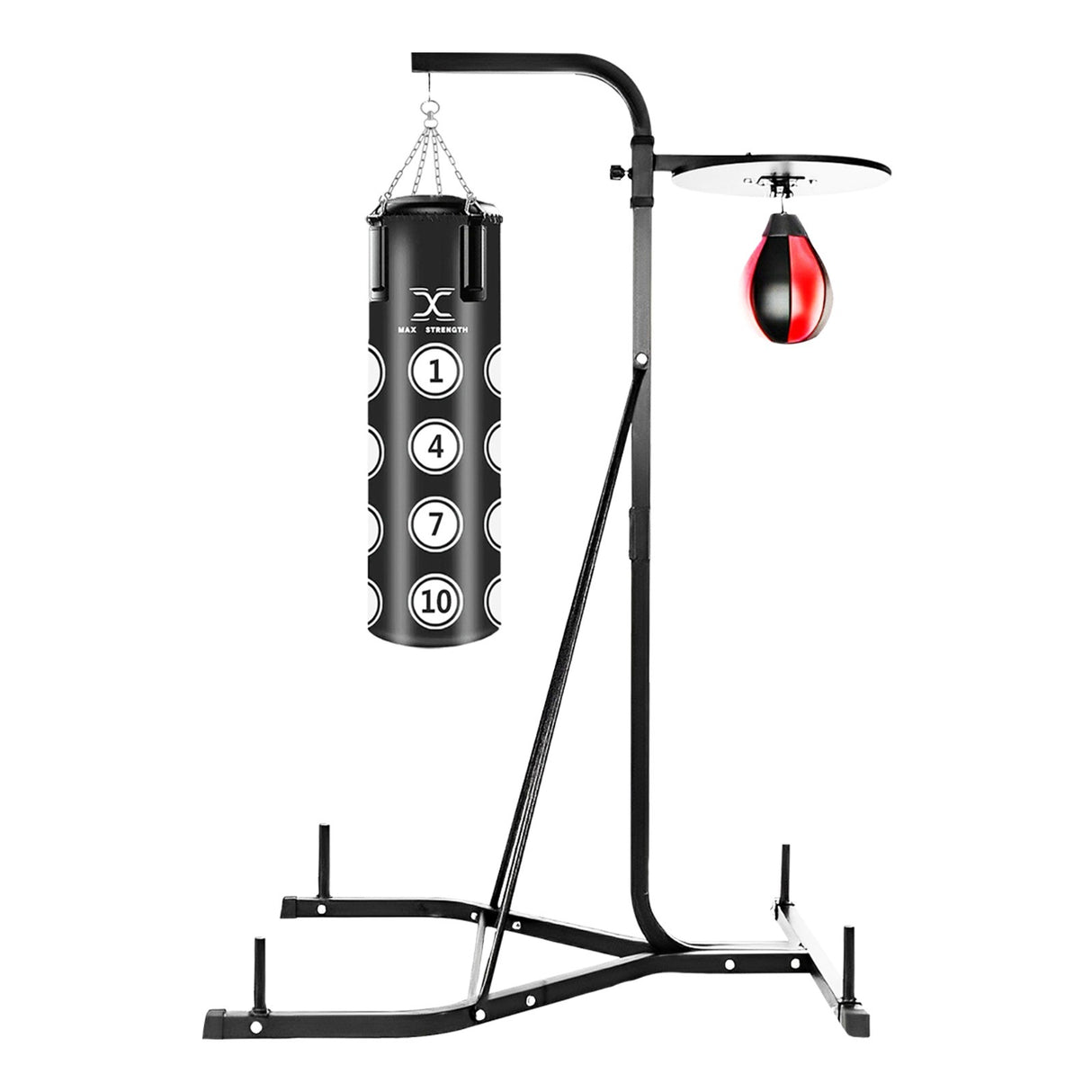 MAXSTRENGTH 2-Way Boxing Training Station | Frame, 4FT, 3FT Punch Bag & Speedball