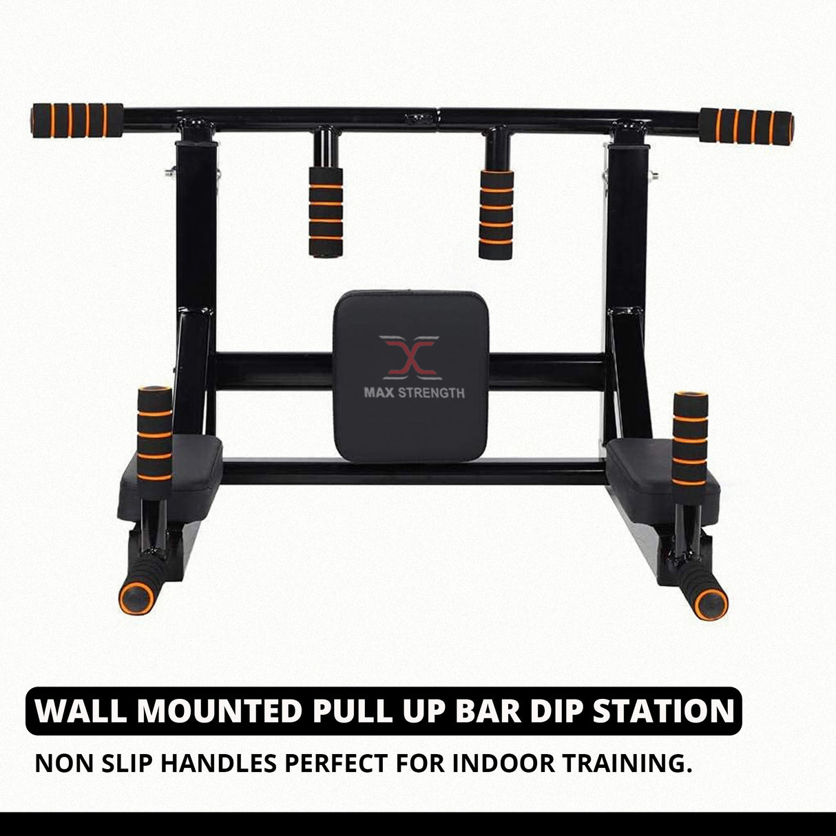 MAXSTRENGTH Wall Mounted Pull Up Bar & Dip Station White