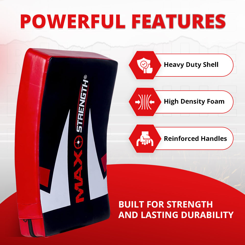 MAXSTRENGTH Large Curved Strike Shield MMA, Boxing, Kickboxing, Muay Thai Training Pad with Padded Handles
