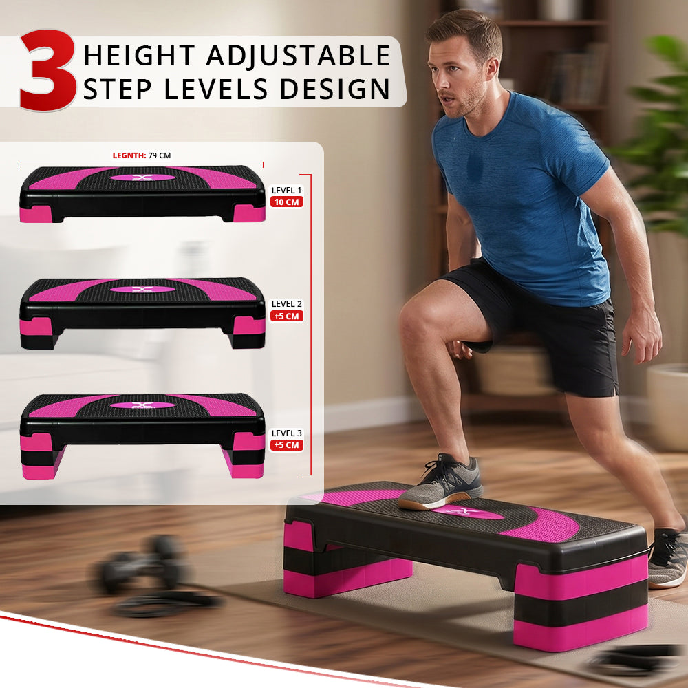 MAXSTRENGTH 3 Level Adjustable Aerobic Stepper | Cardio Fitness Step