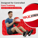 MAXSTRENGTH Leather Medicine Ball for Fitness Training | Weighted Exercise Ball for Core Strength, Balance & Conditioning | Durable Gym Medicine Ball 8kg 10kg 12kg 15kg Red/White