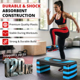 MAXSTRENGTH Adjustable Aerobic Stepper –5 Level Fitness Step (Blue/Black)