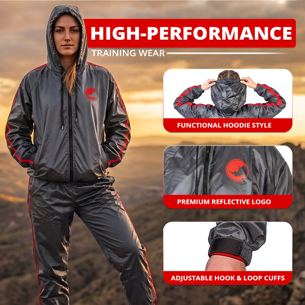 MAXSTRENGTH Sauna Suit for Men & Women | Heavy Duty Sweat Suit | Neoprene Anti-Rip Track Suit for Gym, Cardio, Running, Boxing & MMA