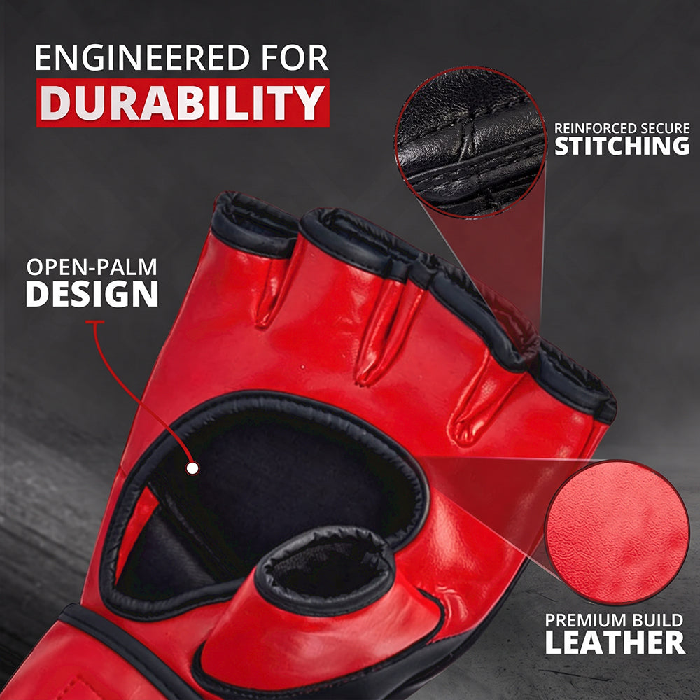 MAXSTRENGTH MMA Fighting Gloves Grappling || Gel Padded Premium Built